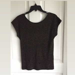 Black and gold metallic cap sleeve